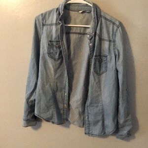 highway jeans long sleeve button down denim shirt